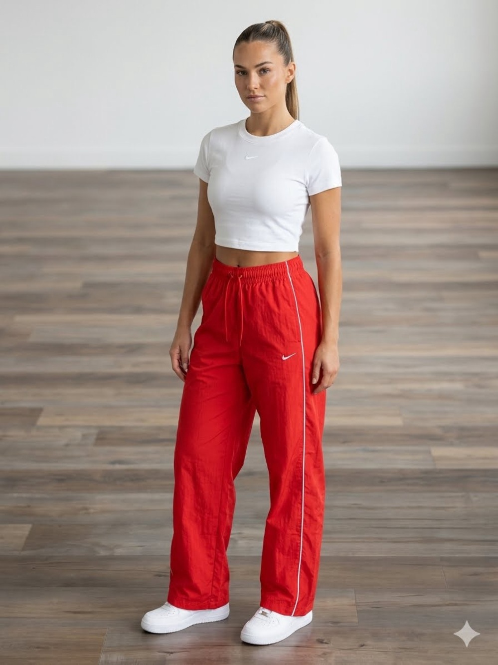 Nike Red track pants with White Piping